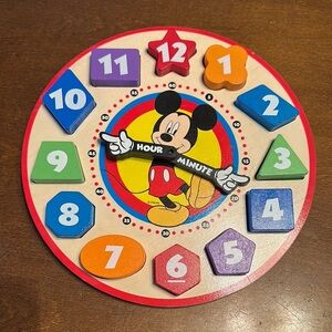 Disney Mickey Mouse Wooden Shape Sorting Clock